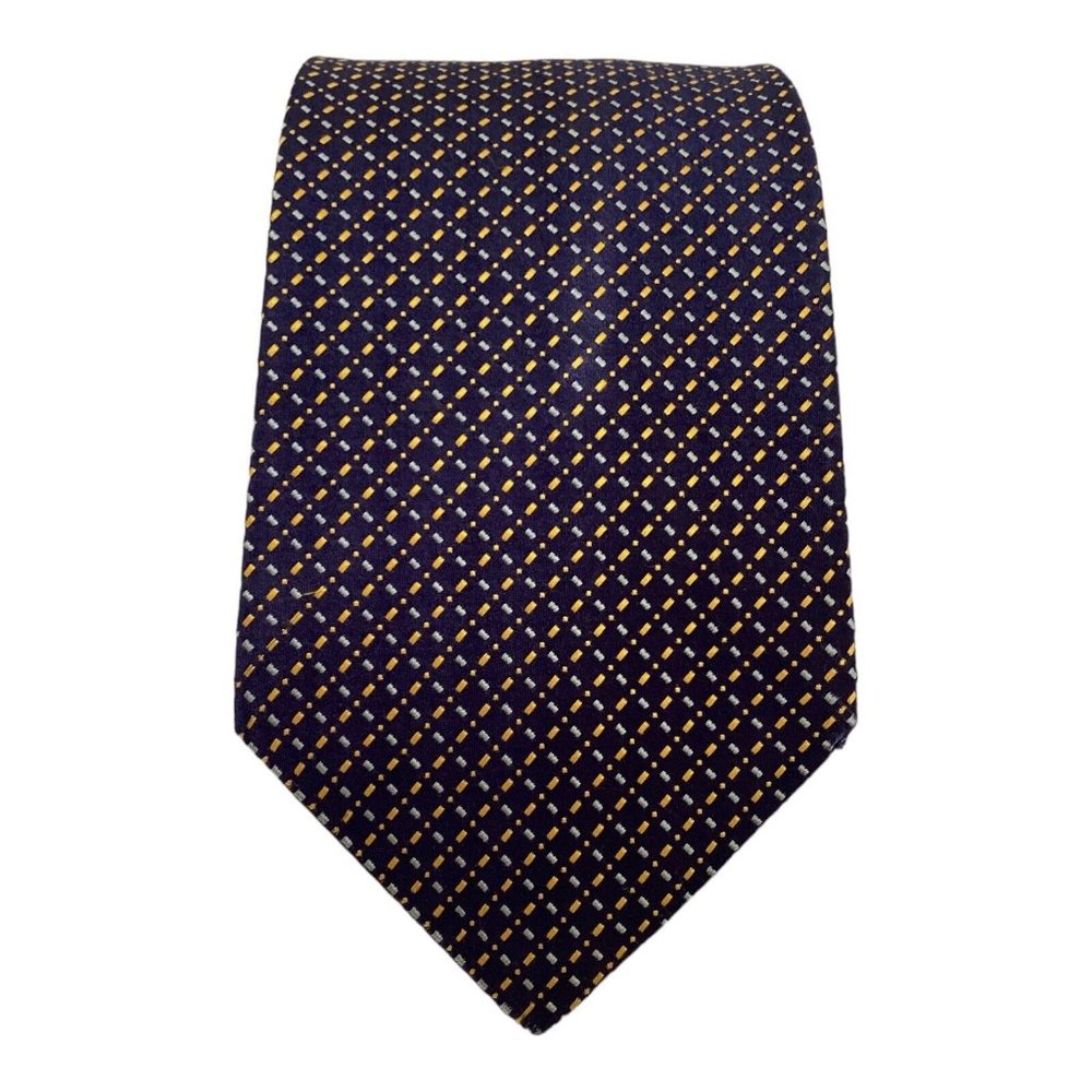 CHRISTIAN DIOR Blue Geometric Silk Tie France 58"-3.9" EC